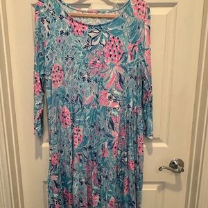 Lilly Pulitzer Blue and Pink 3/4 Sleeve Sundress